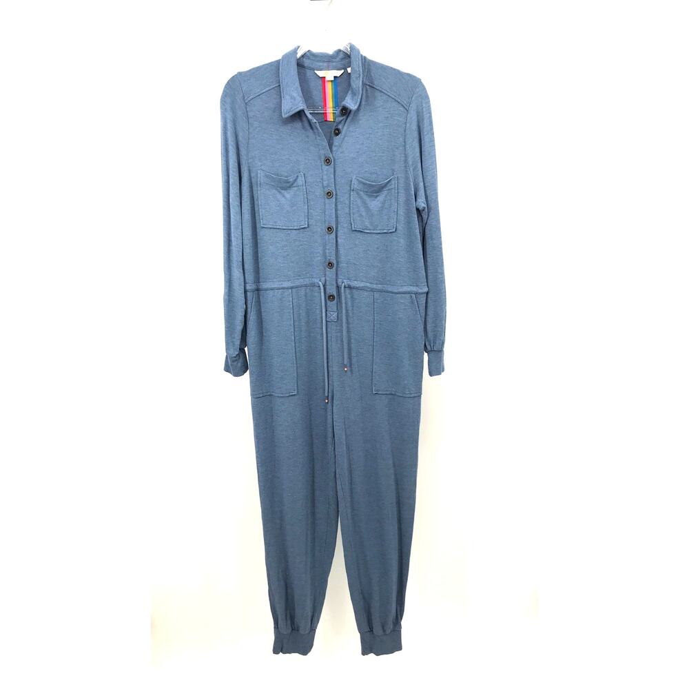Boden Blue Jersey Knit Boilersuit Long Sleeve Jumpsuit 10